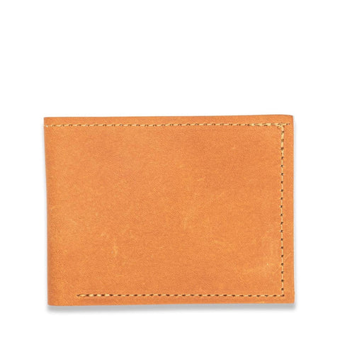 Heritage baseball glove leather billfold wallet in tan, closed