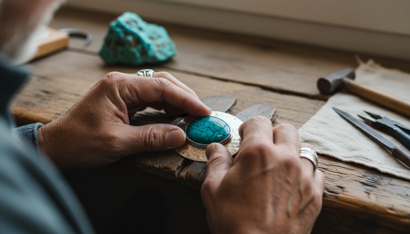 Authentic turquoise jewelry and the artisan studio process