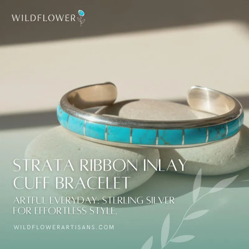 Behind the Piece: Strata Ribbon, Zuni Channel Inlay Turquoise Cuff by Johnny Coonsis