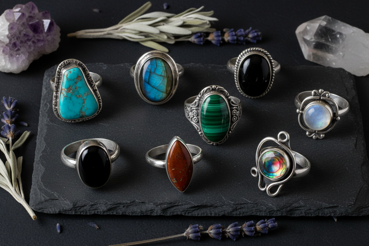 Handcrafted turquoise rings and statement designs in sterling silver