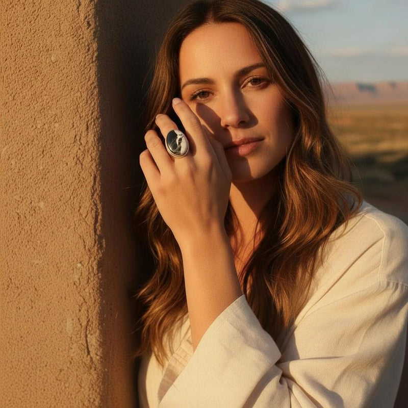 Handcrafted turquoise rings and statement designs in sterling silver