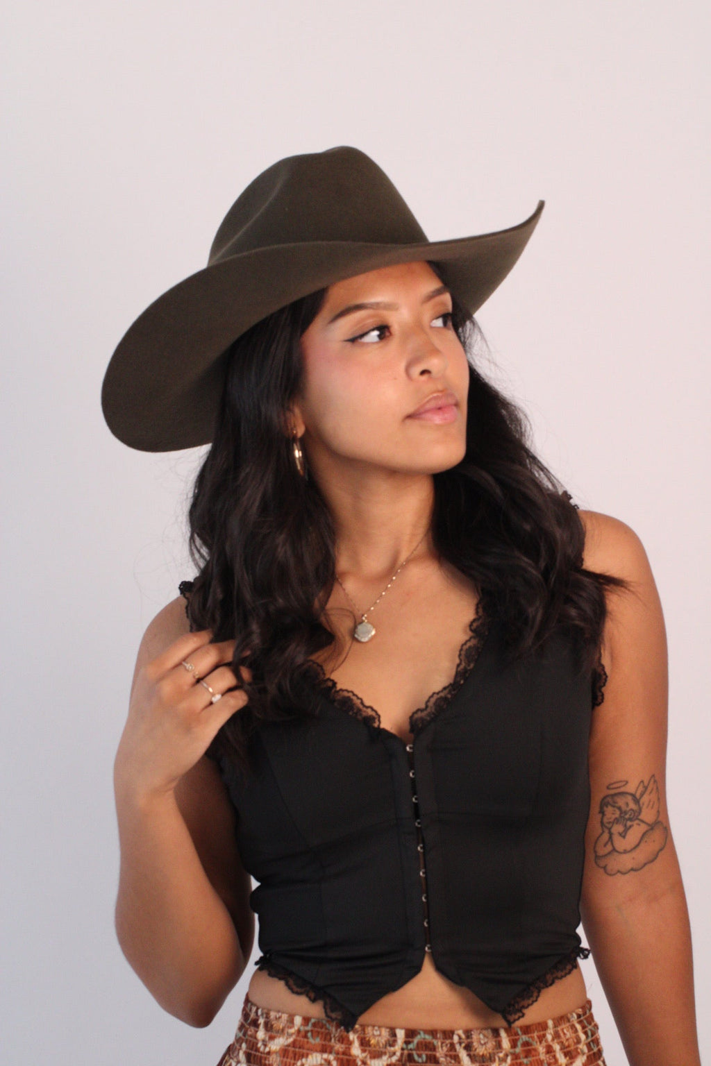 Dark olive Mustang cowboy hat, view 4