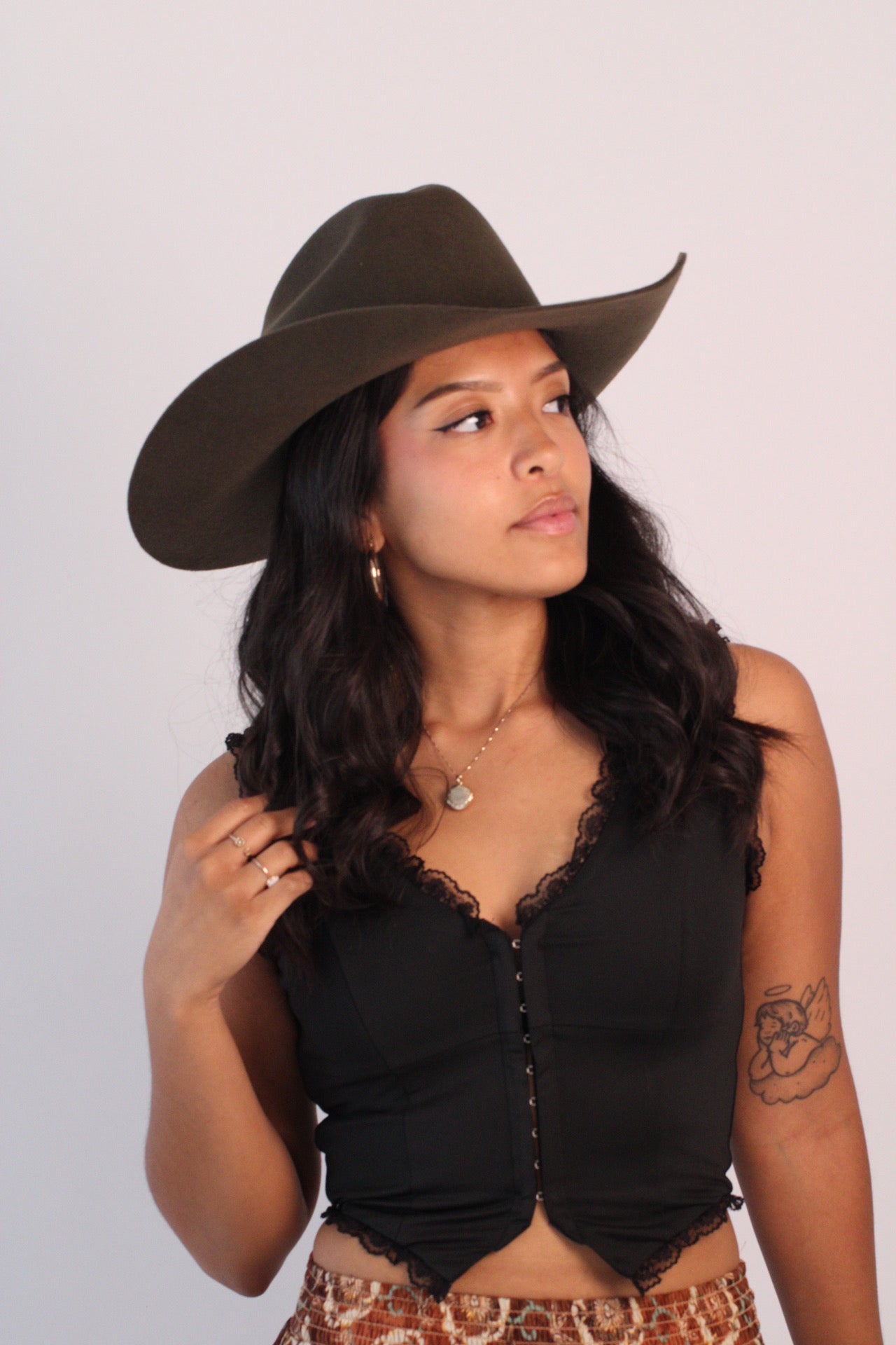 Dark olive Mustang cowboy hat, view 4