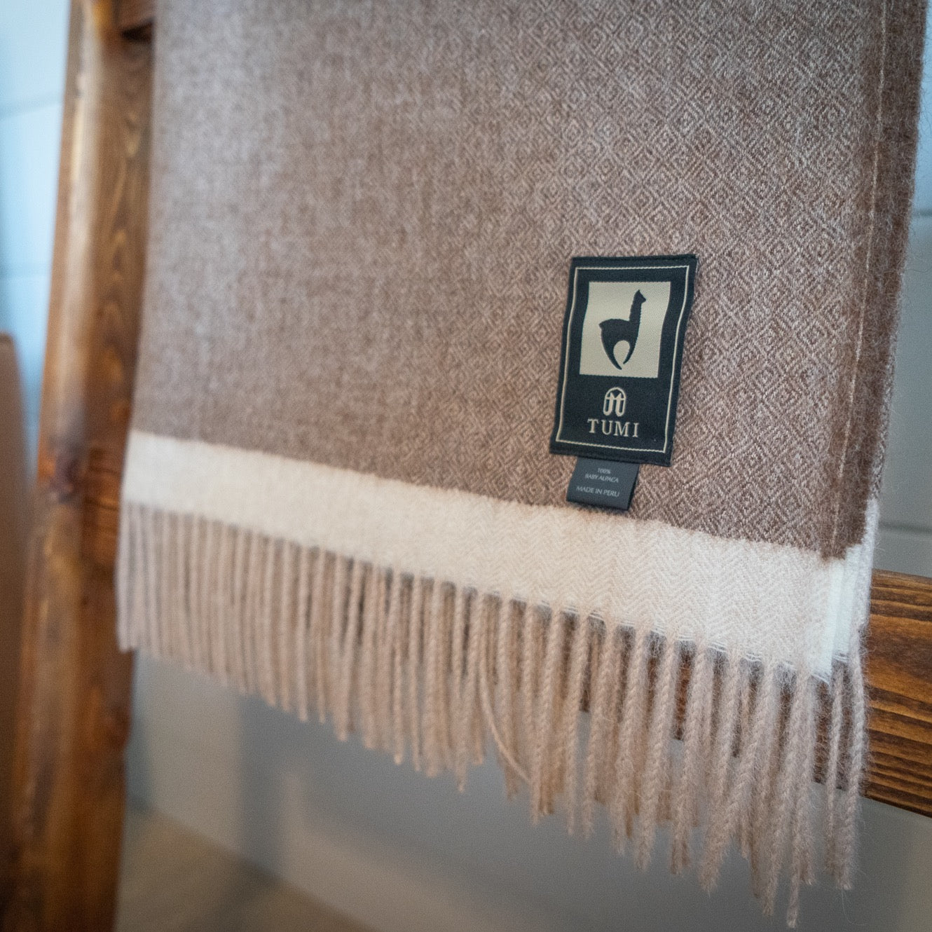 100% baby alpaca throw, view 2