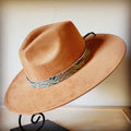 Napolis turquoise and brown embossed leather hat band