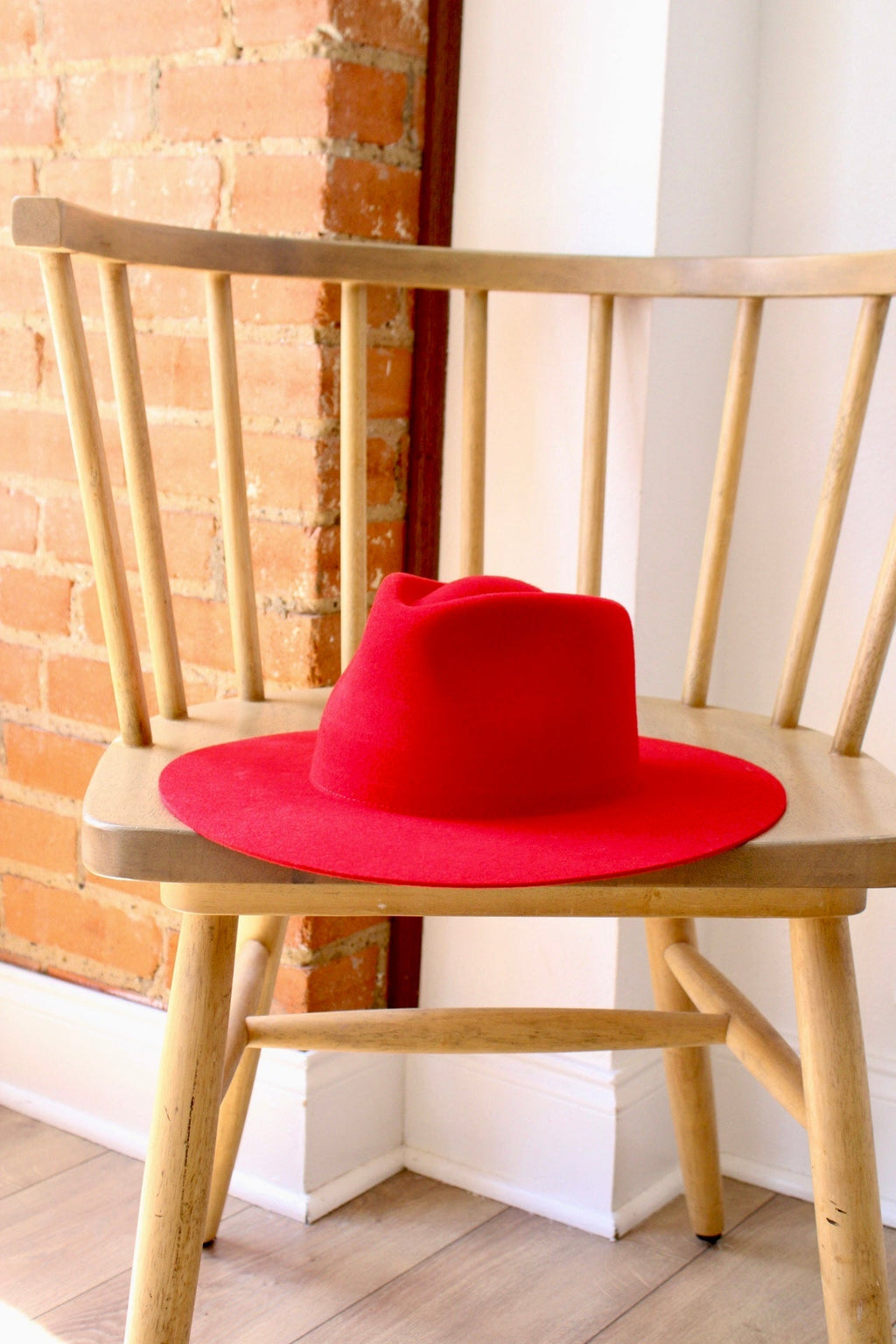 Red Rowan merino wool rancher hat, additional view