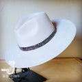 Brown and Turquoise Floral Embossed Leather Hat Band