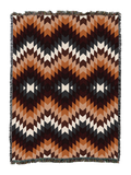 Desert Rose cotton throw blanket in an allover flame stitch zigzag of copper, rust, cream and near black brown