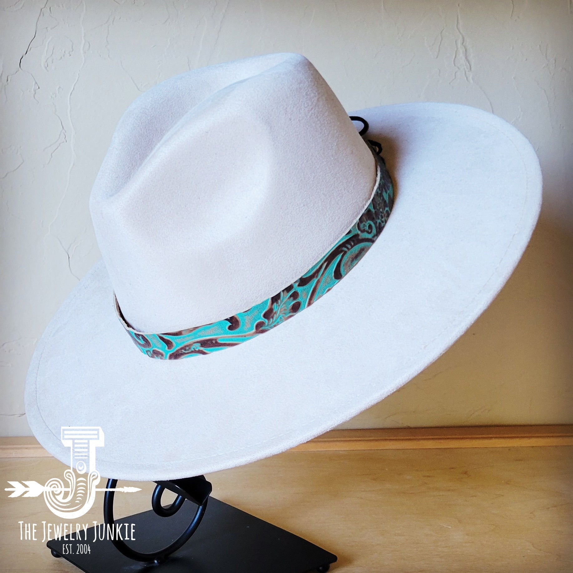 Cowboy Turquoise Embossed Leather Hat Band