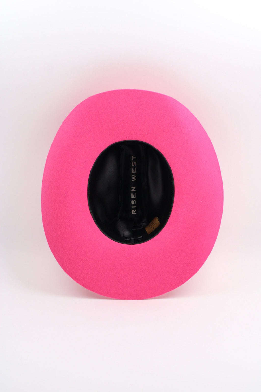 Pink Mustang cowboy hat showing the curved brim