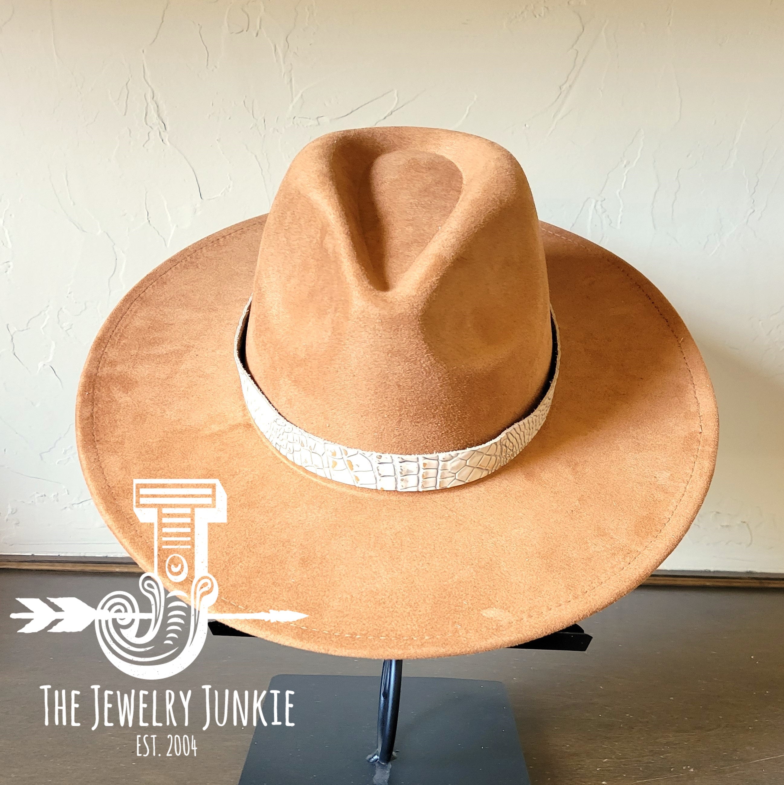 White and Gold Gator Embossed Leather Hat Band