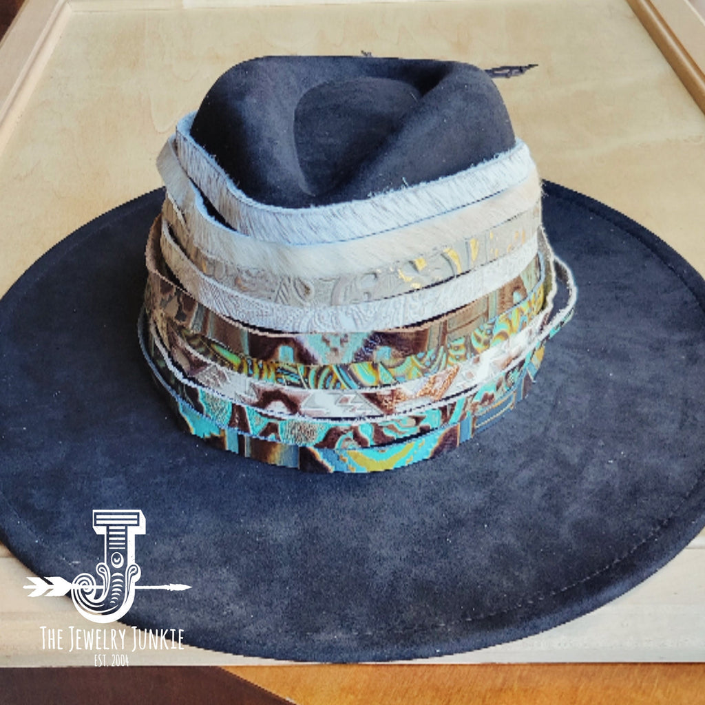 Blue Navajo Embossed Leather Hat Band