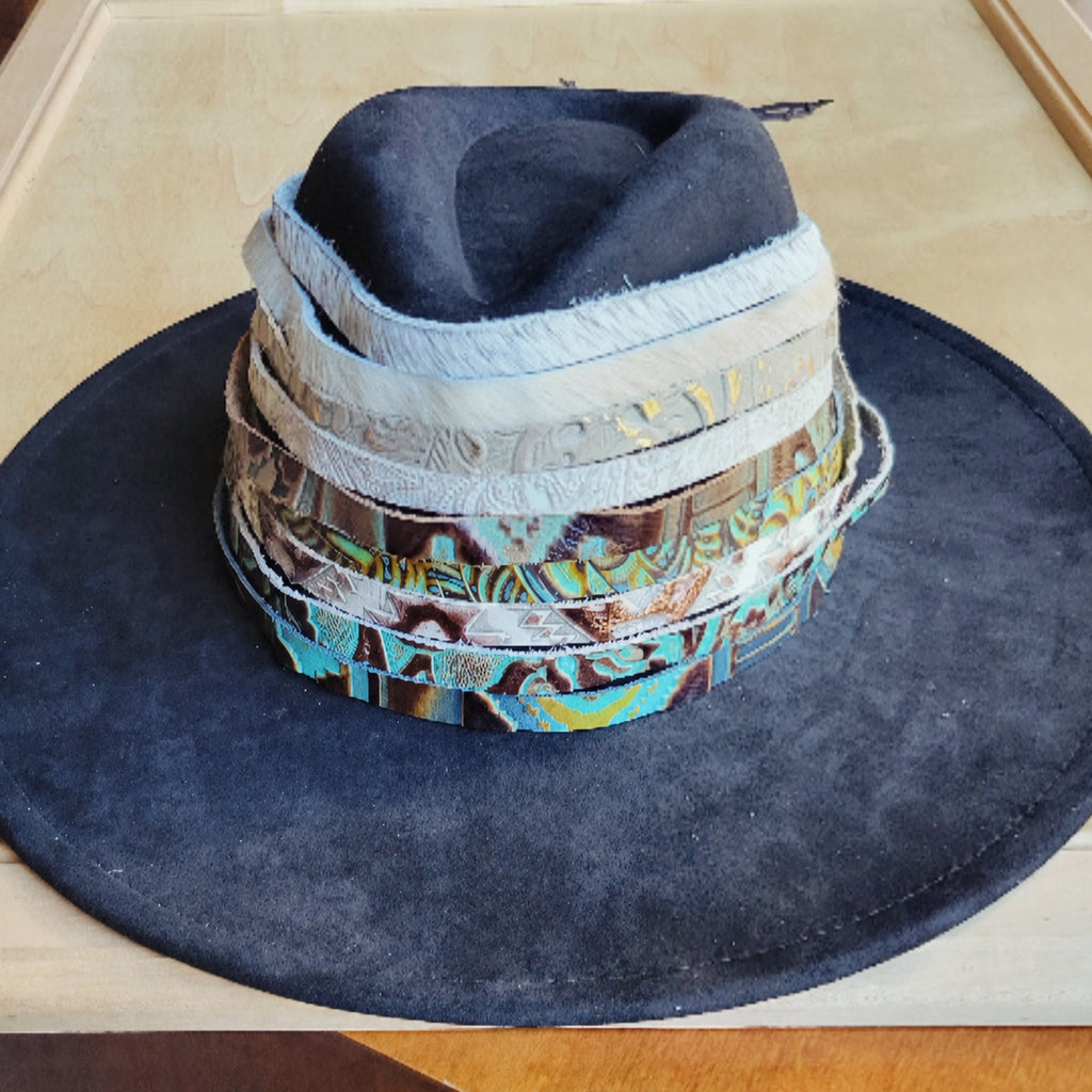Napolis leather hat band shown with the full hide