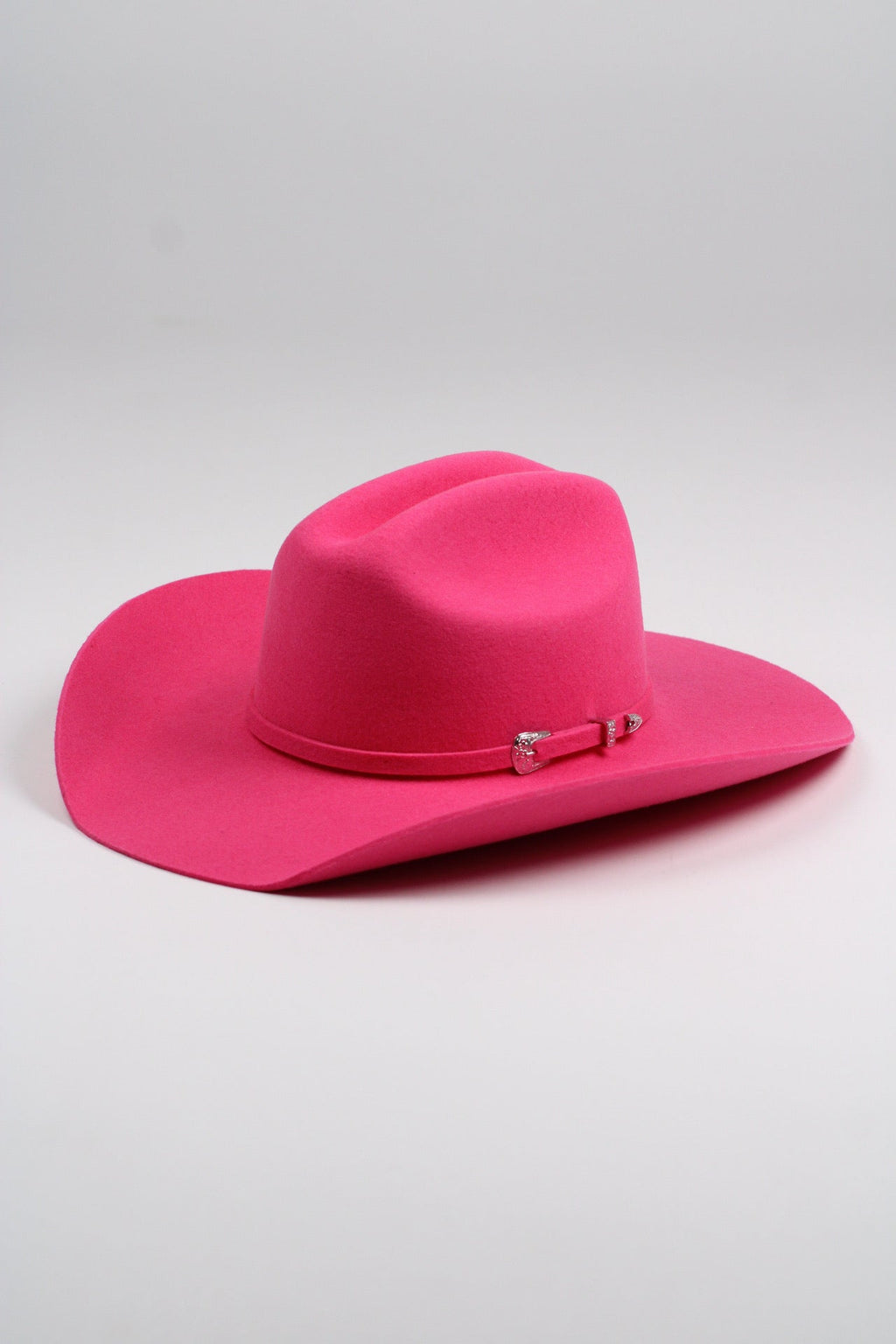 Pink Mustang 30X merino wool cowboy hat with a cattleman crown