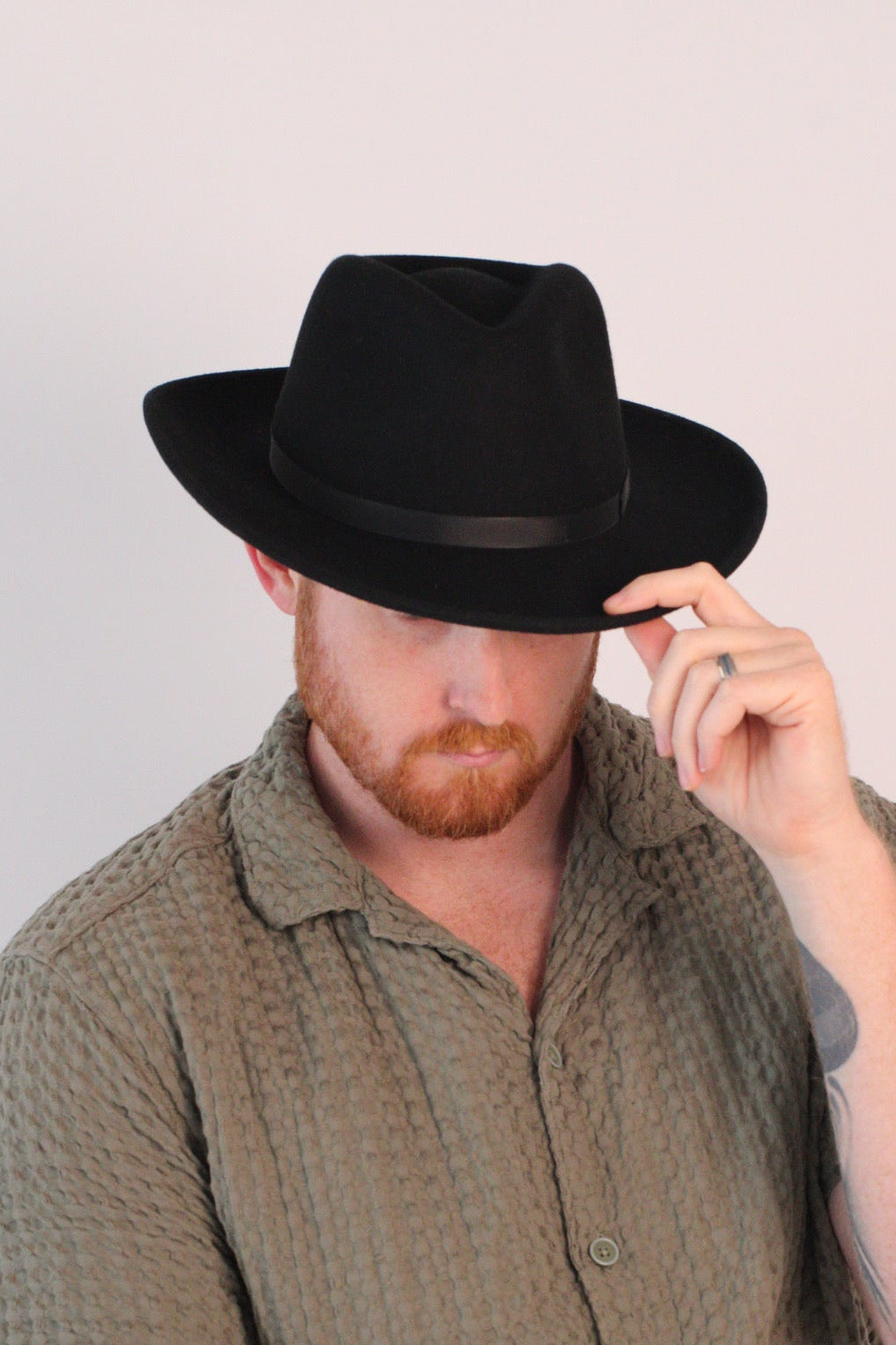 Black Westin wool fedora, view 2