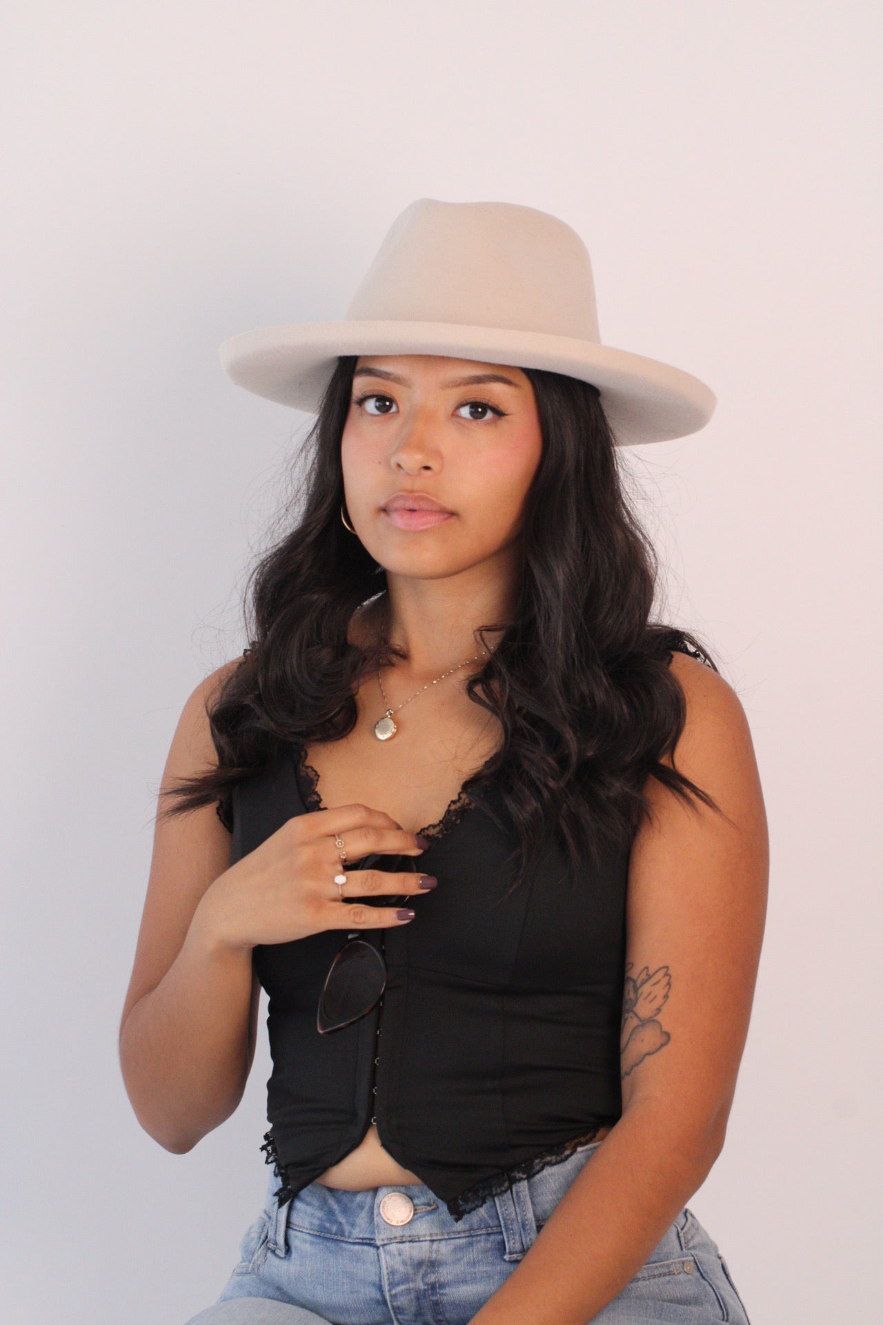 Ivory Harper pencil brim hat, view 2