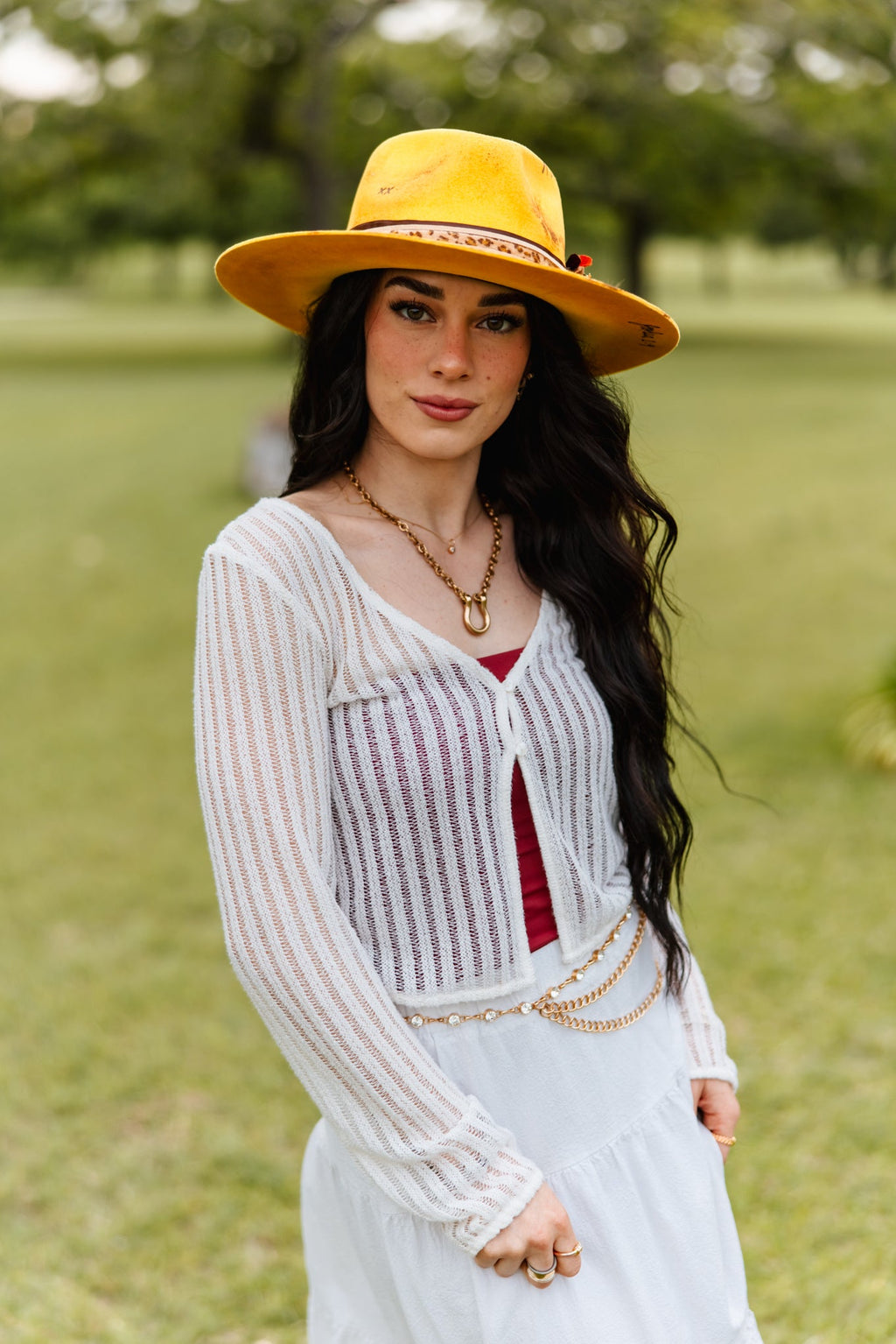 Yellow merino wool rancher hat, additional view