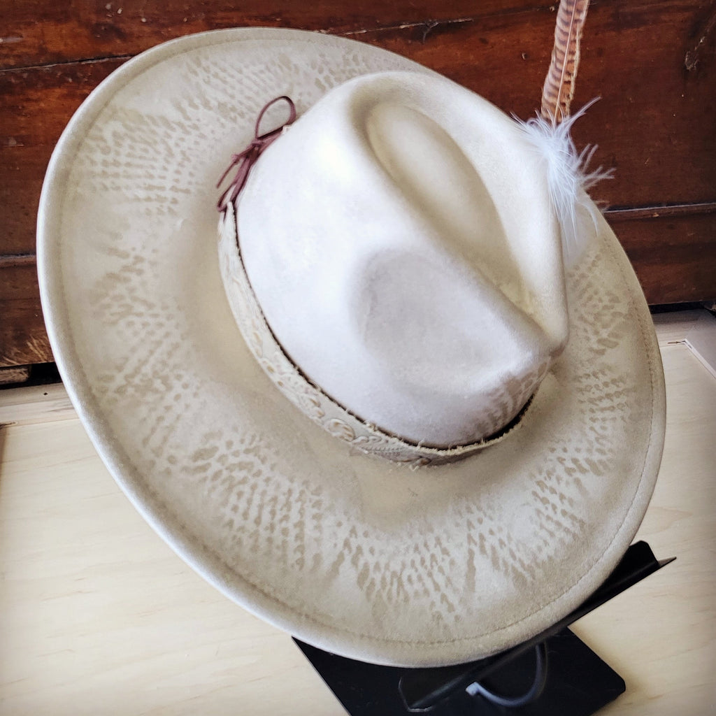 Hand-Painted Python Boho Western Cowgirl Hat and Band in Gold