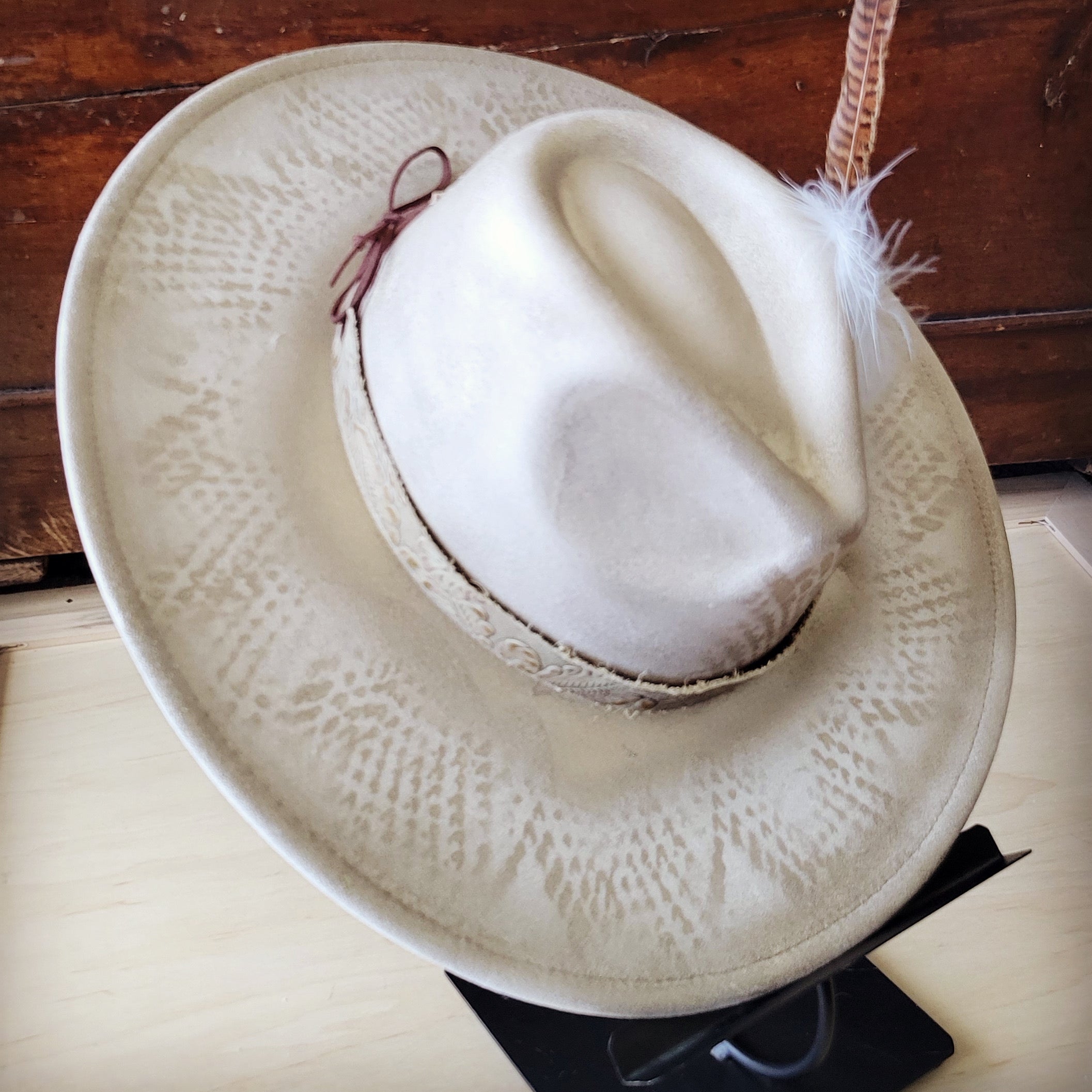 Hand-Painted Python Boho Western Cowgirl Hat and Band in Gold