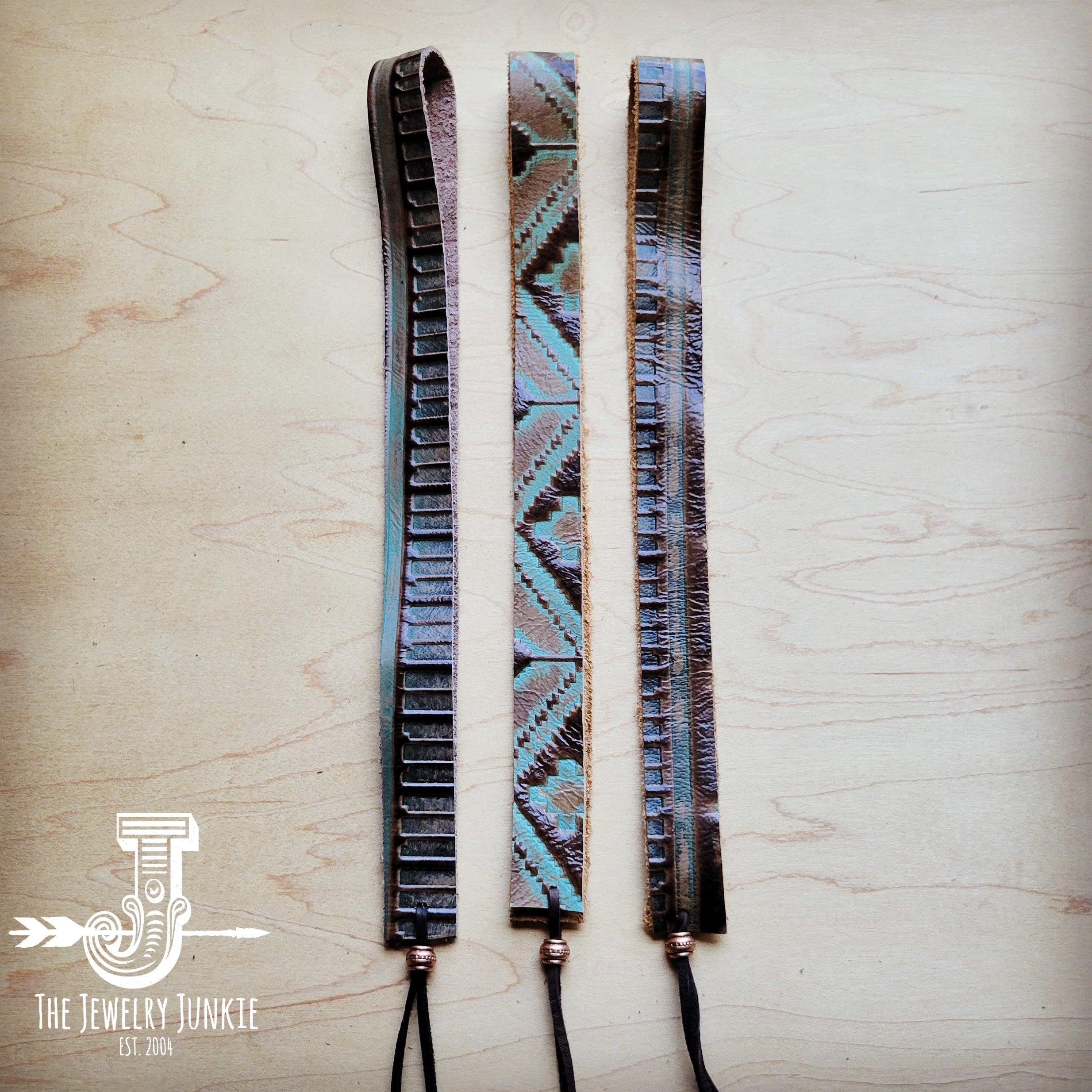 Turquoise Navajo Embossed Leather Hat Band