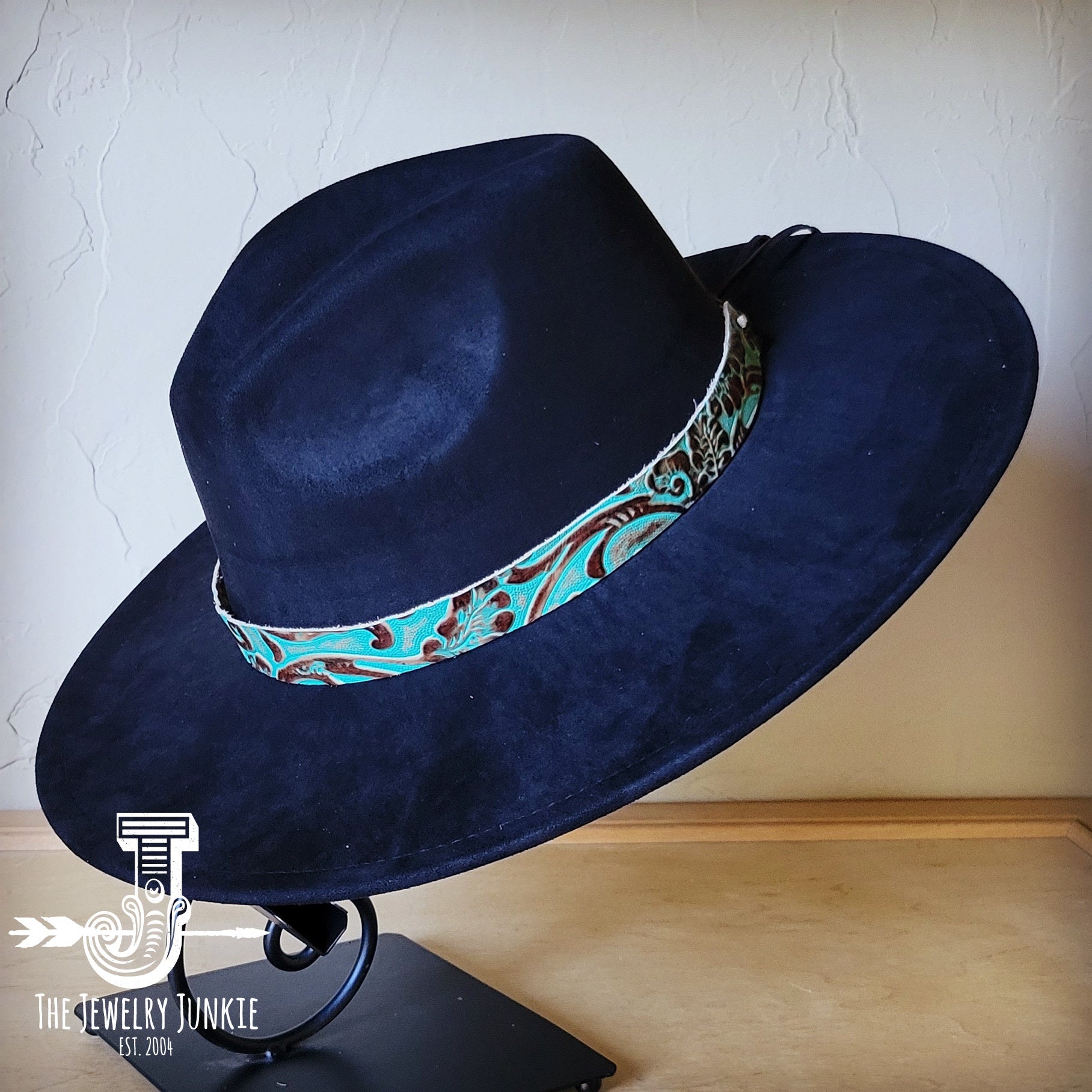 Cowboy Turquoise Embossed Leather Hat Band