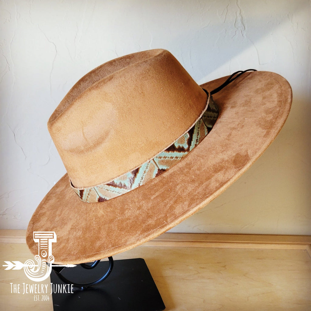 Turquoise Navajo embossed leather western hat band