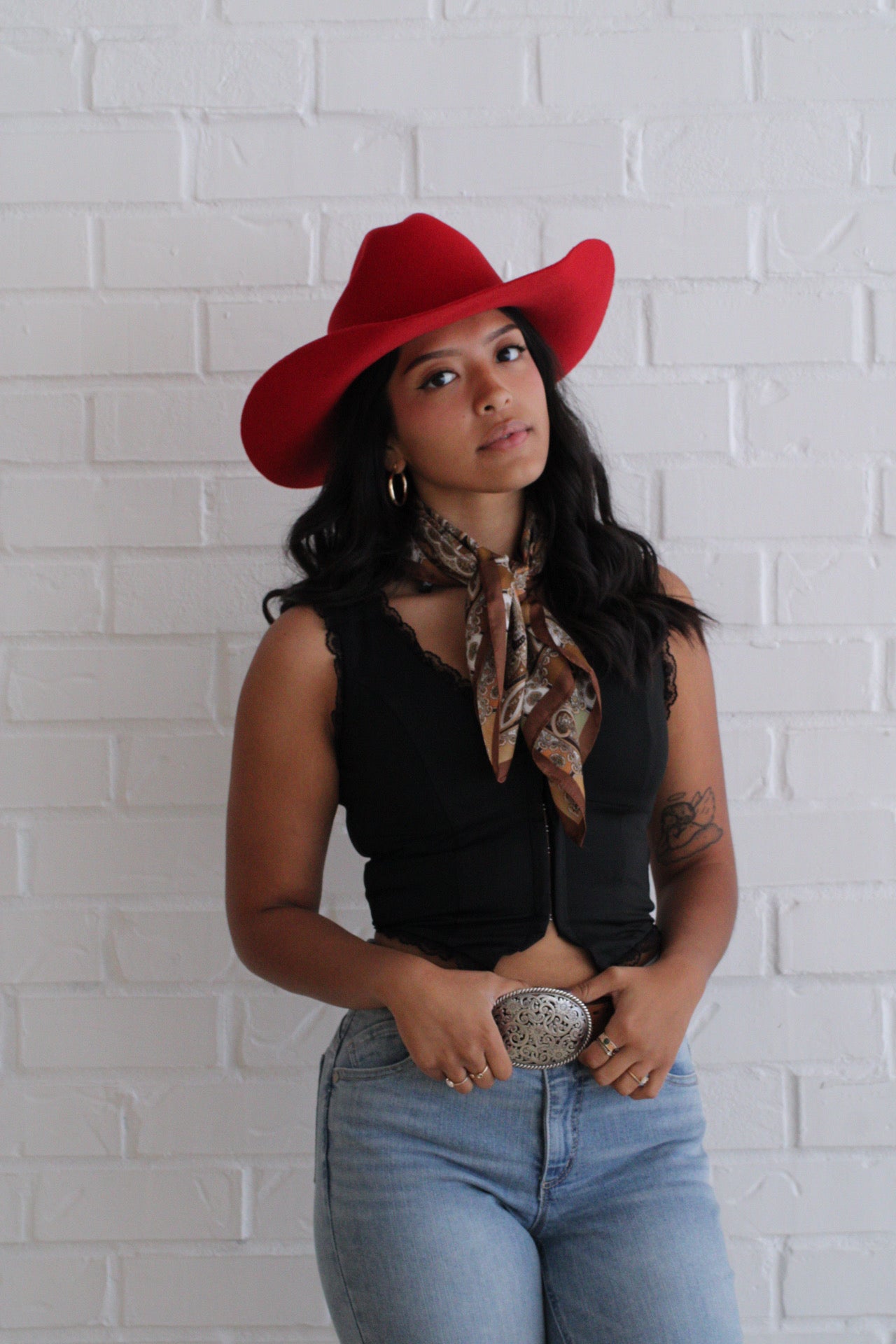 Red Mustang cowboy hat, view 6