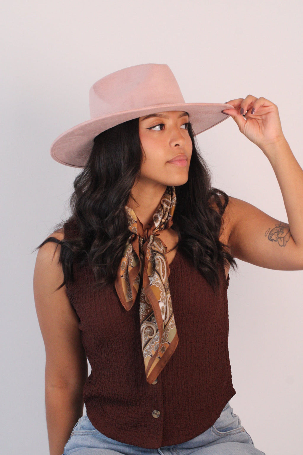 Dusty rose Nomad rancher hat, view 4