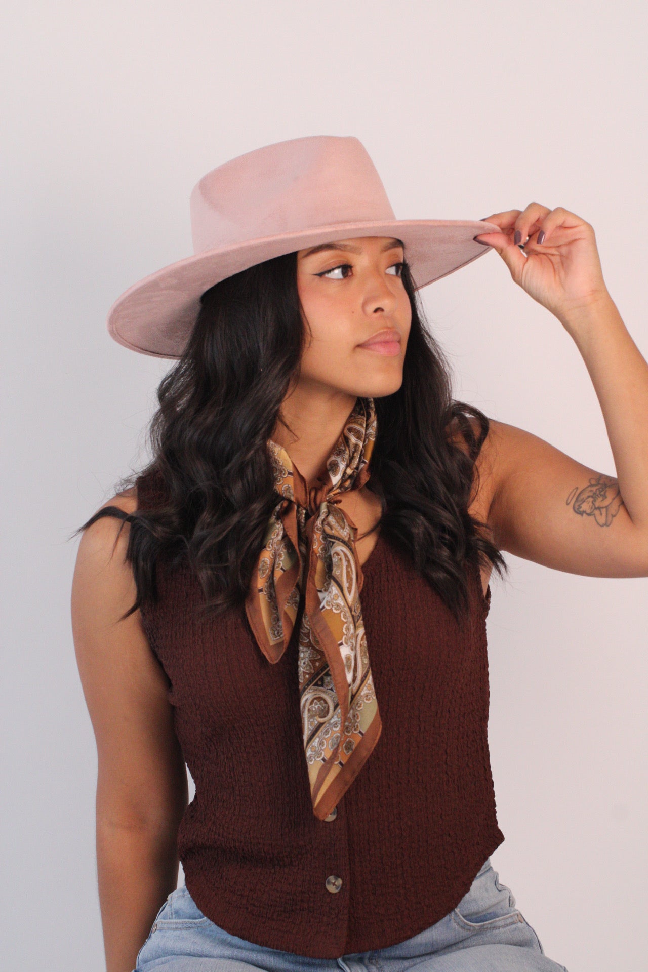 Dusty rose Nomad rancher hat, view 4