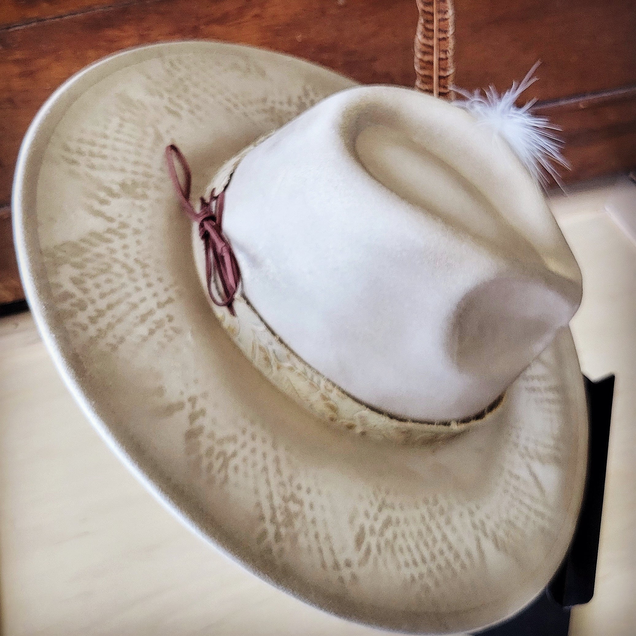 Hand-Painted Python Boho Western Cowgirl Hat and Band in Gold