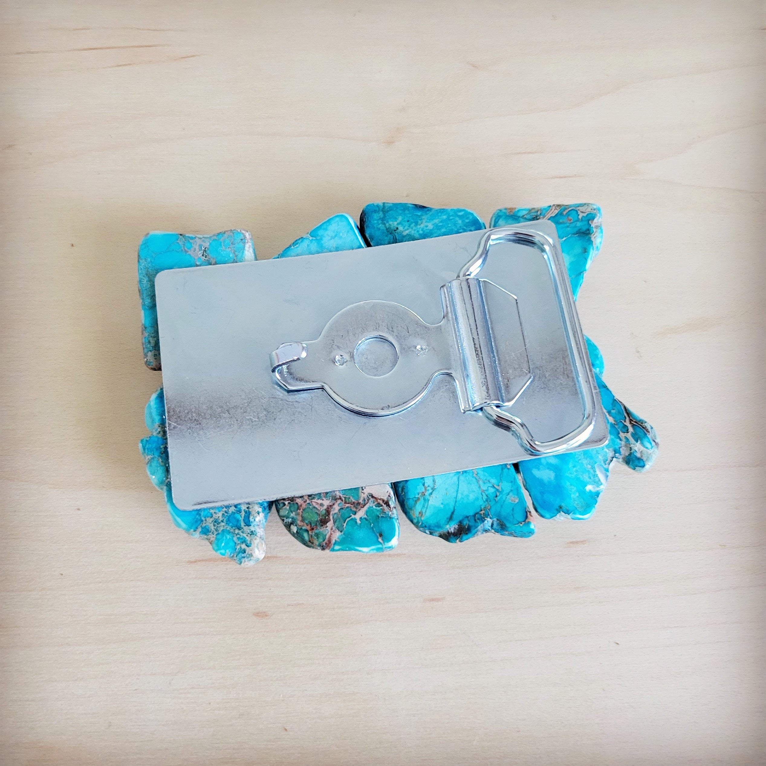 Medium Regalite Slab Belt Buckle in Sky Blue