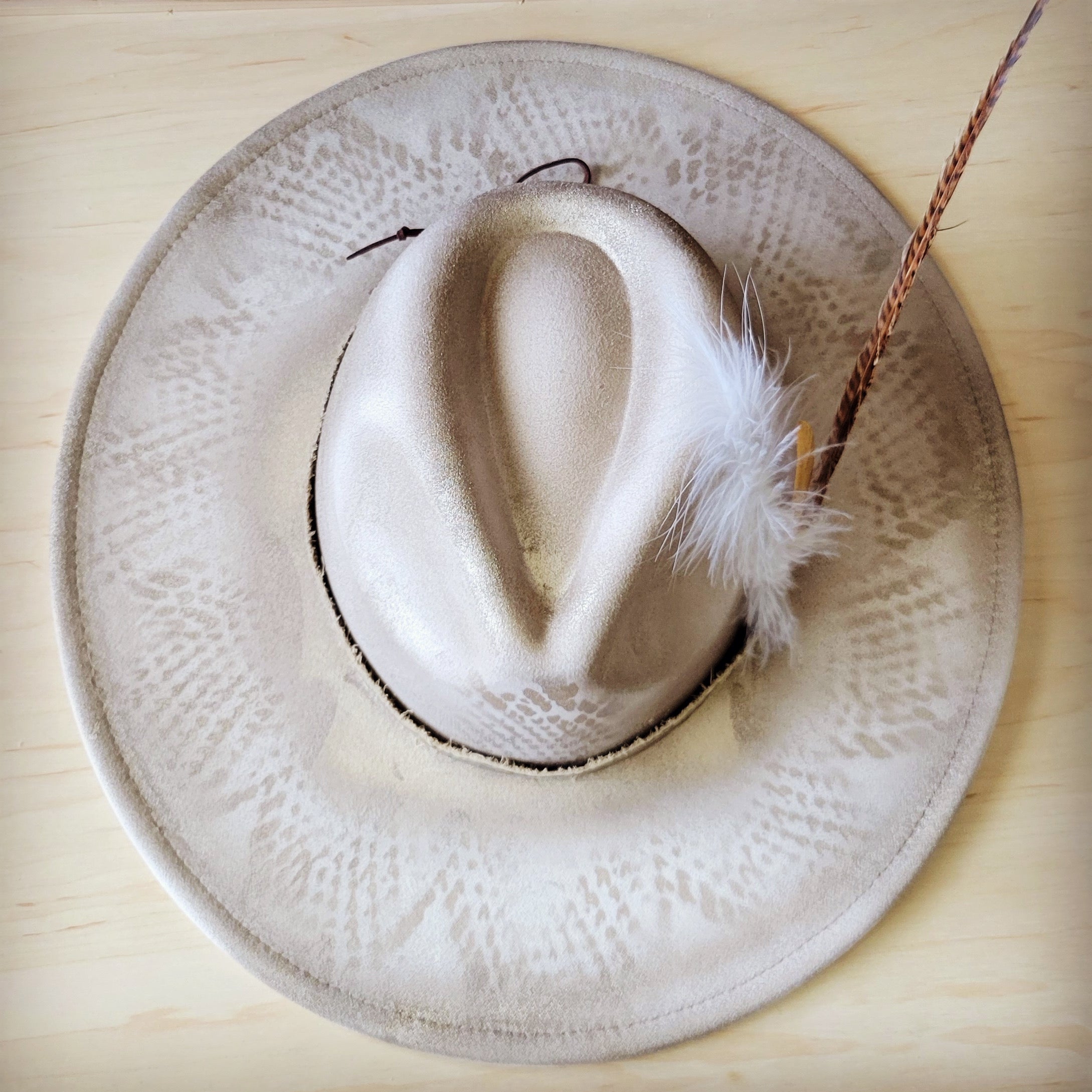 Hand-Painted Python Boho Western Cowgirl Hat and Band in Gold