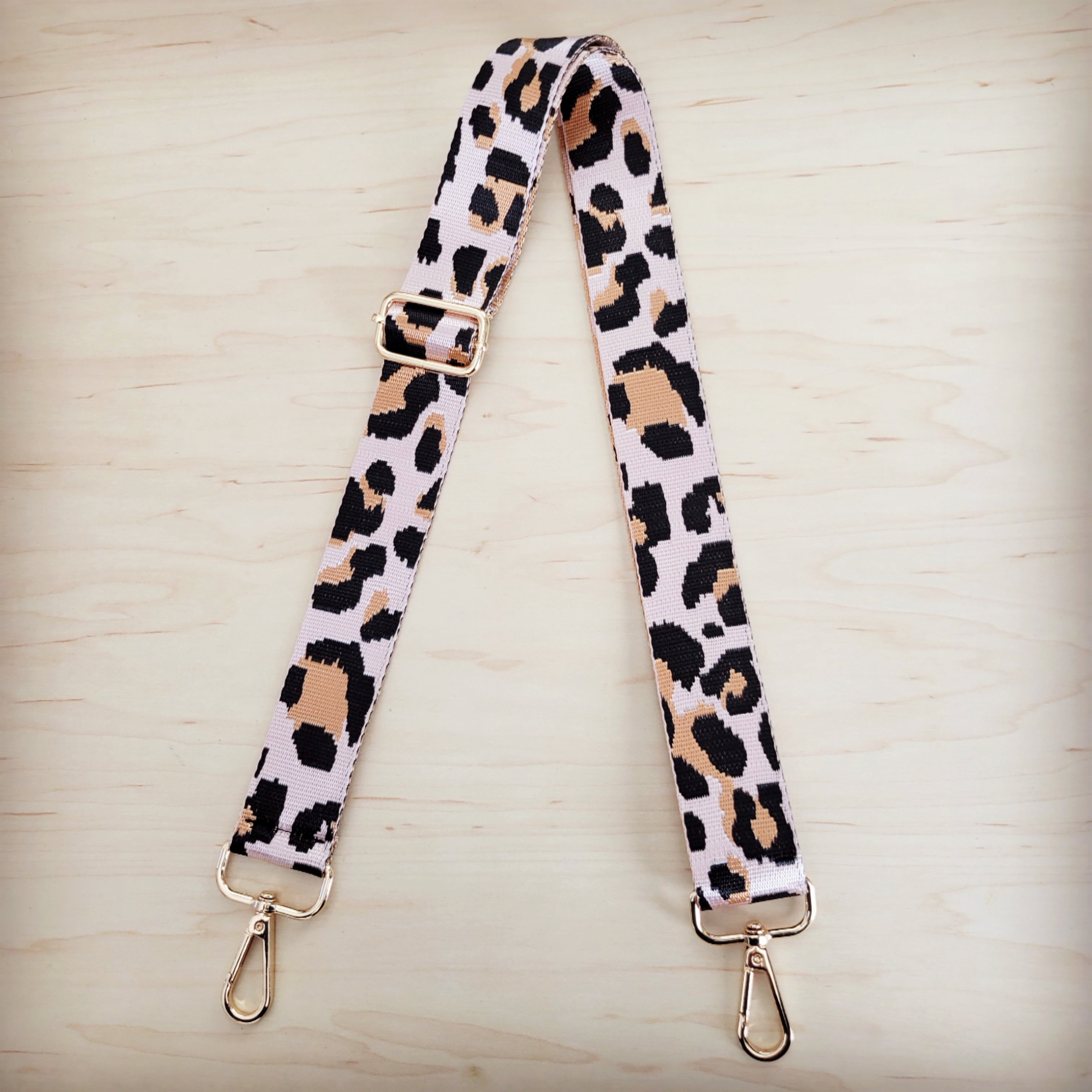 Adjustable leopard print nylon crossbody strap
