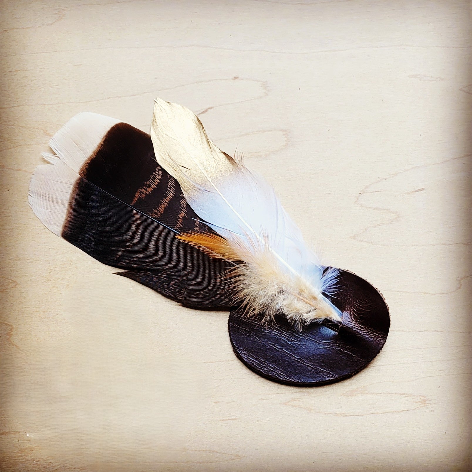 Turkey and gold feather western hat band