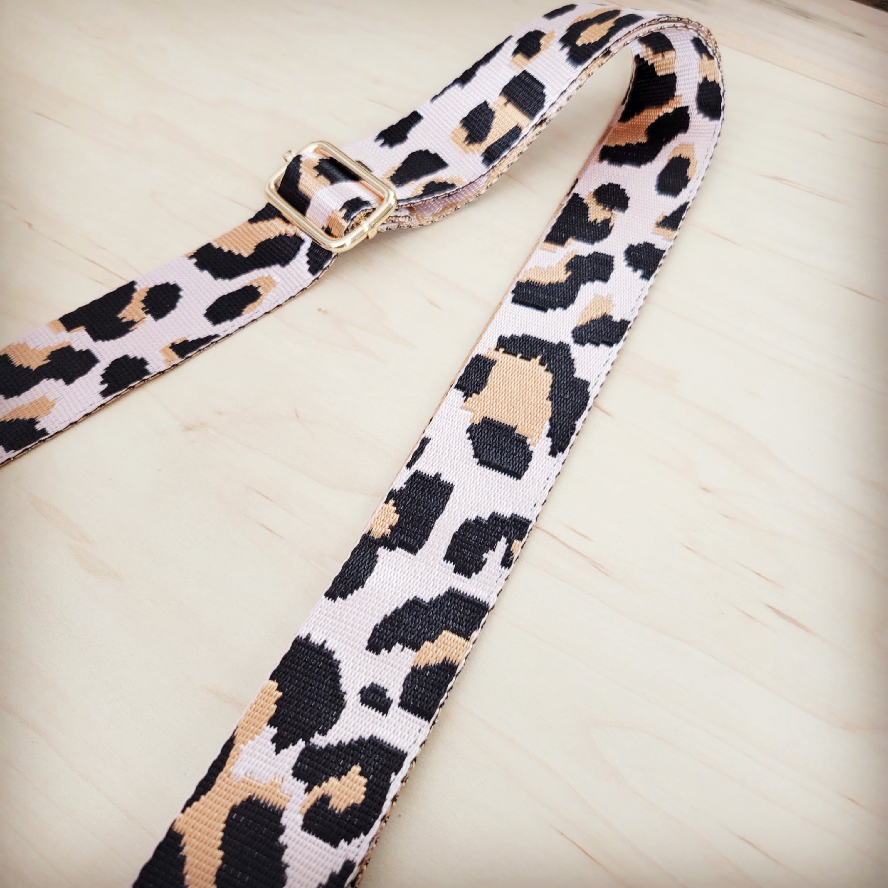 Adjustable Leopard Print Nylon Crossbody Strap