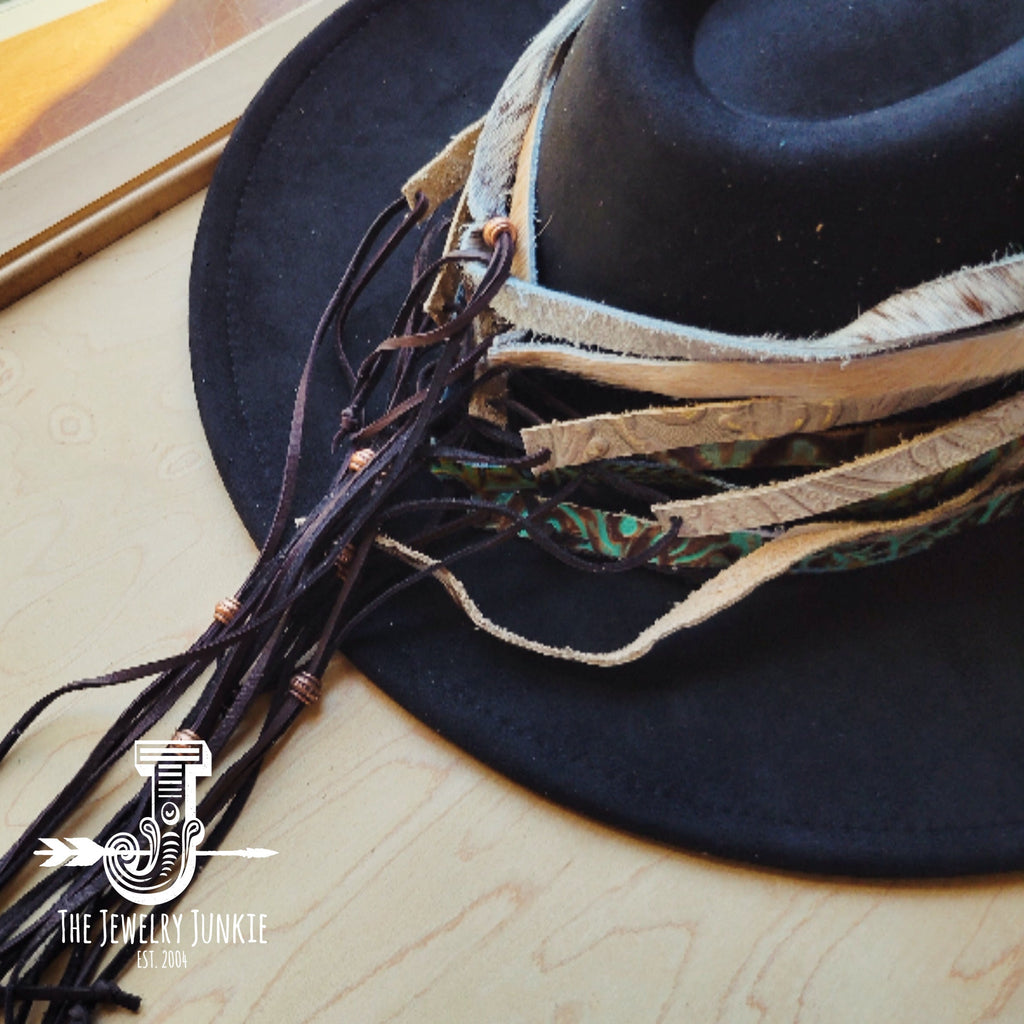 Blue Navajo Embossed Leather Hat Band