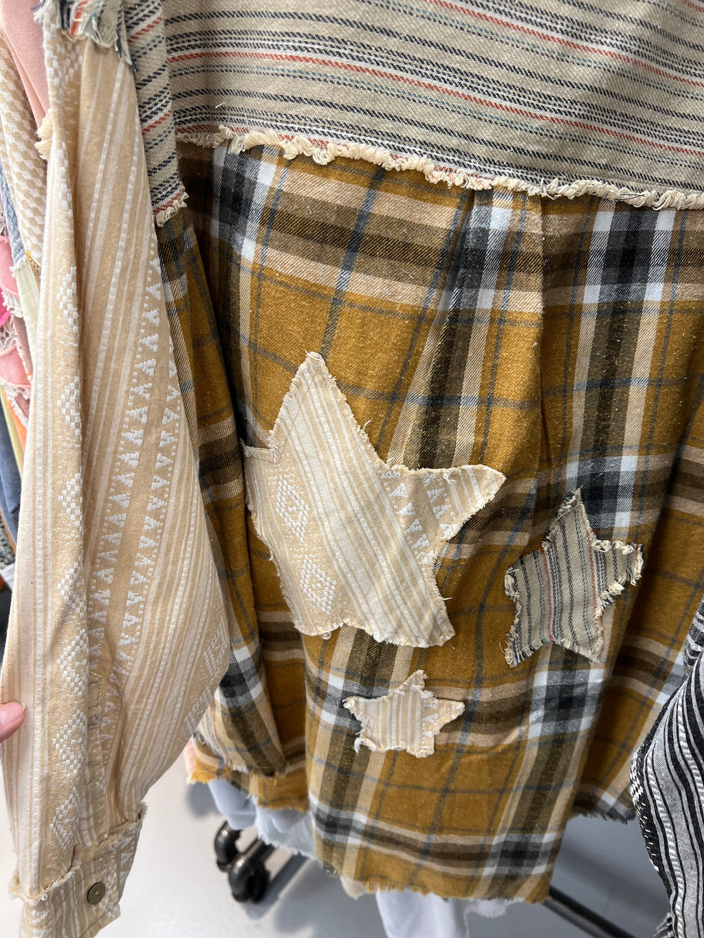 Plaid star button shirt, view 2