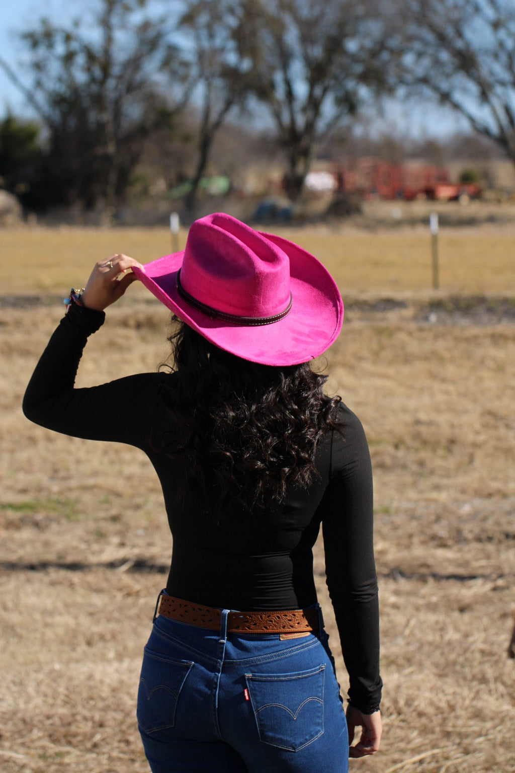 Magenta Durango vegan suede cowboy hat, additional view