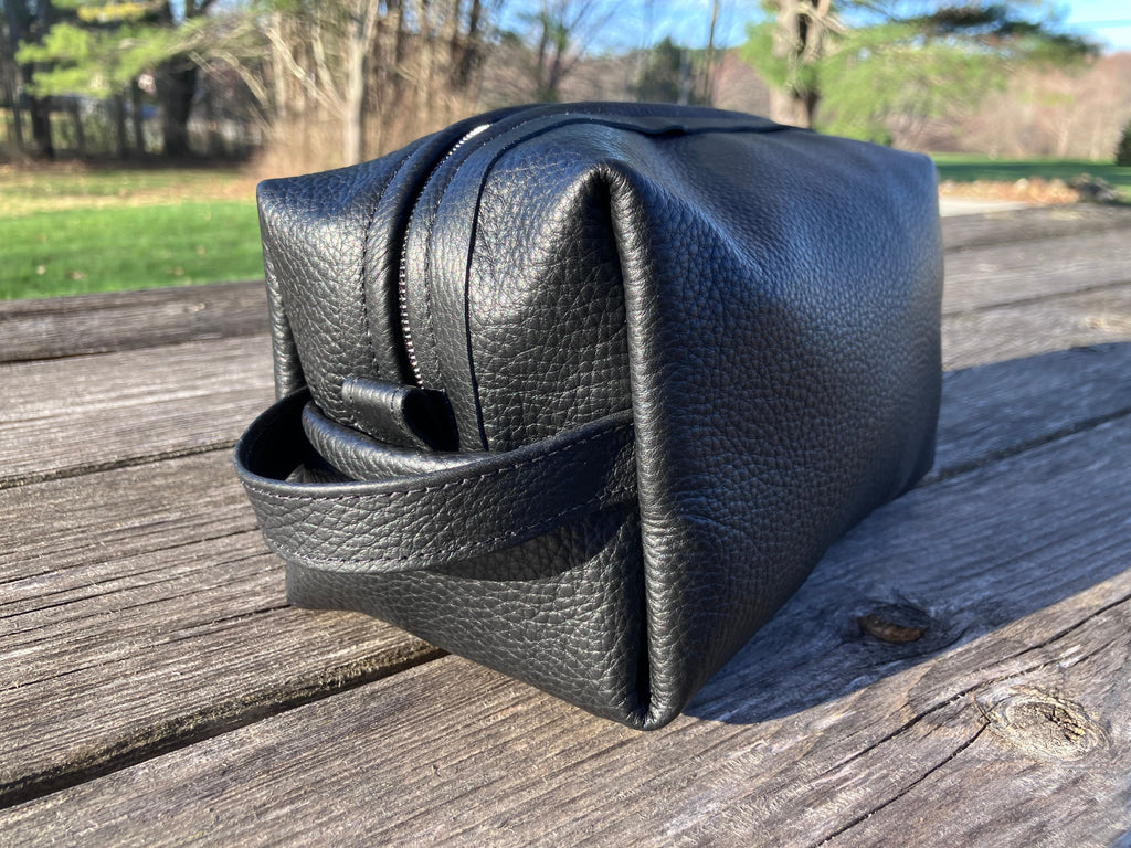 Top-grain leather dopp kit, view 6