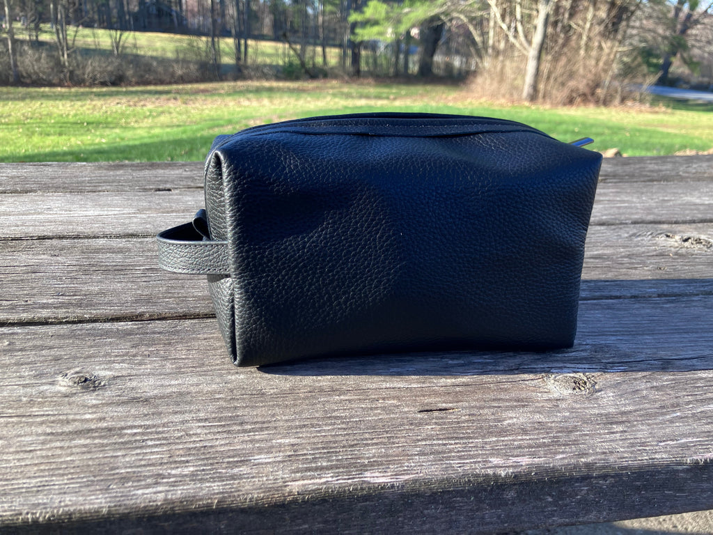 Top-grain leather dopp kit, view 7