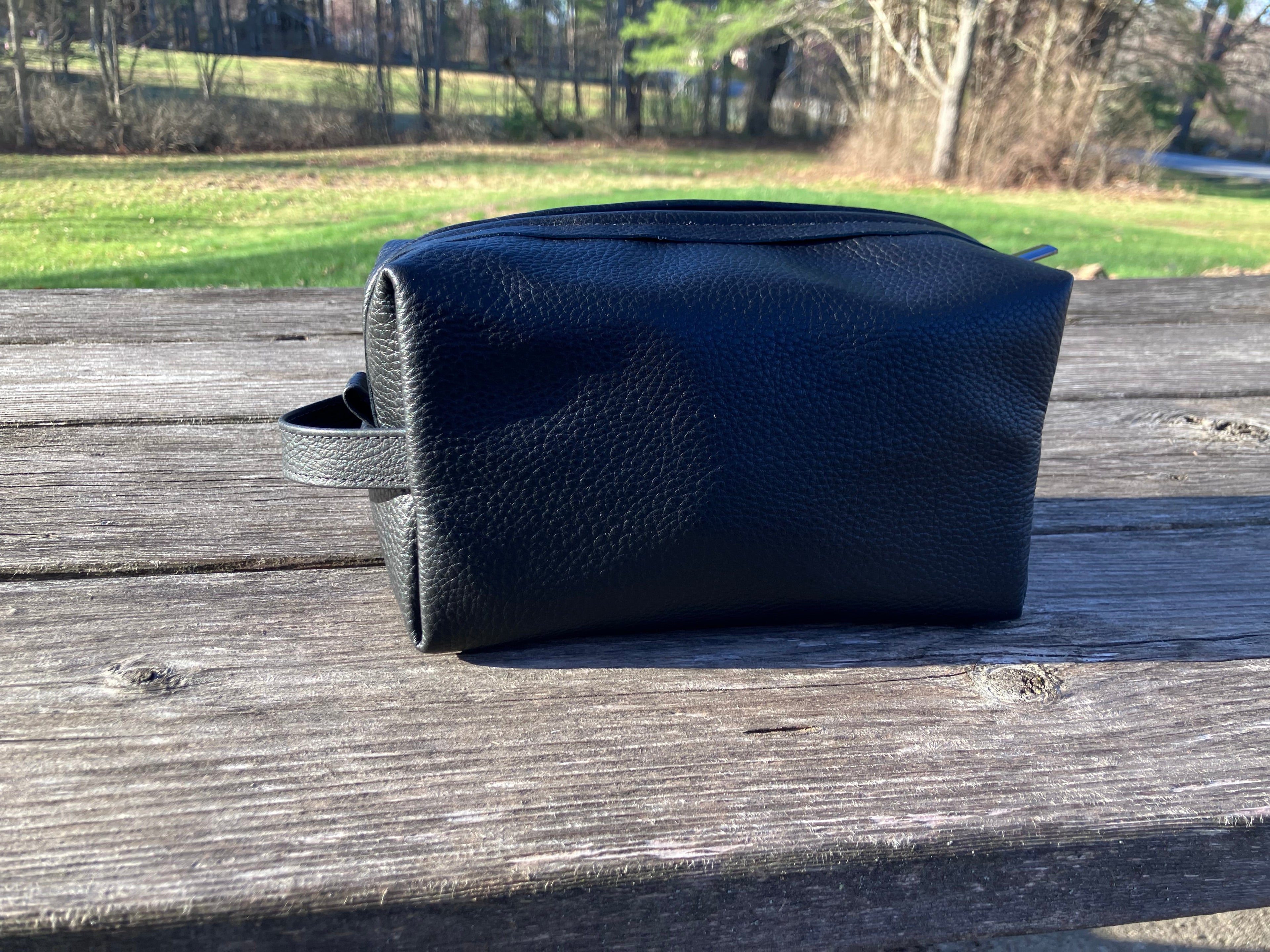 Top-grain leather dopp kit, view 7