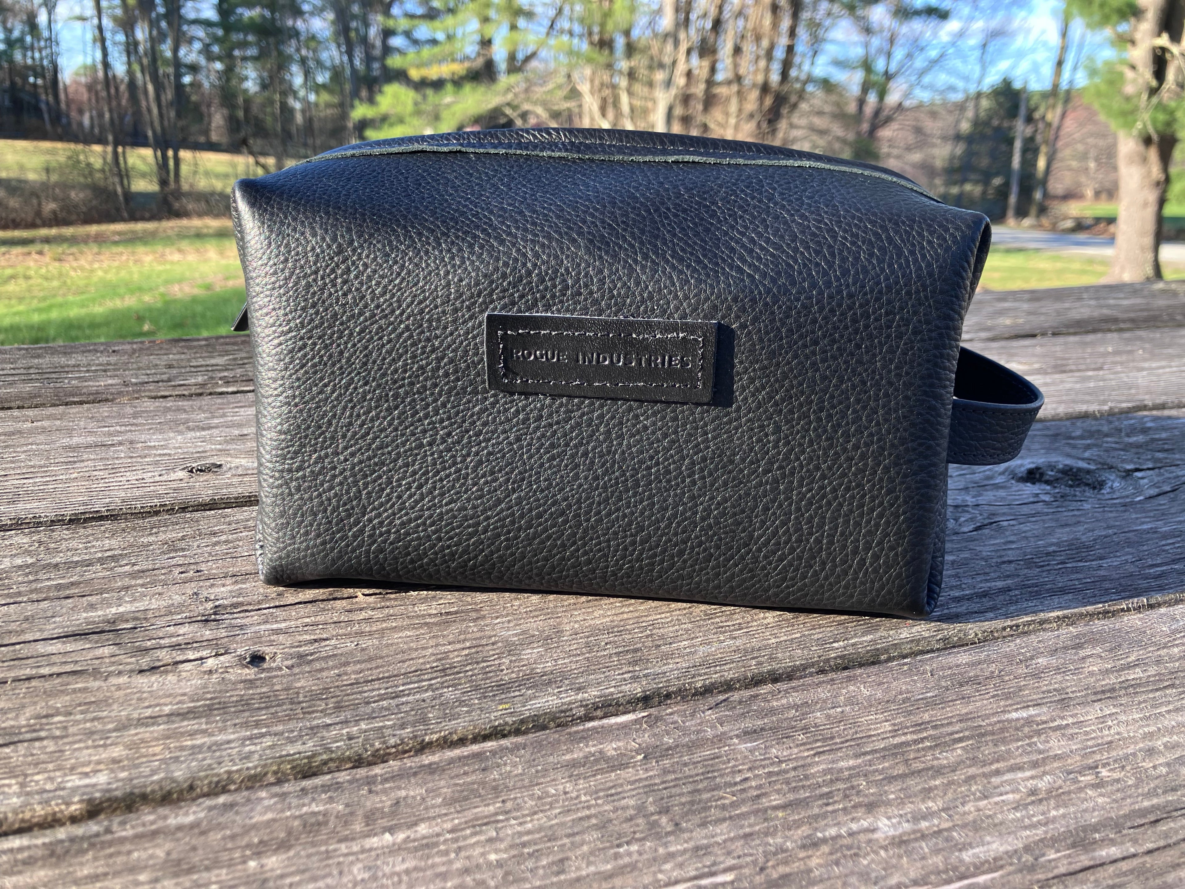 Top-grain leather dopp kit, view 4