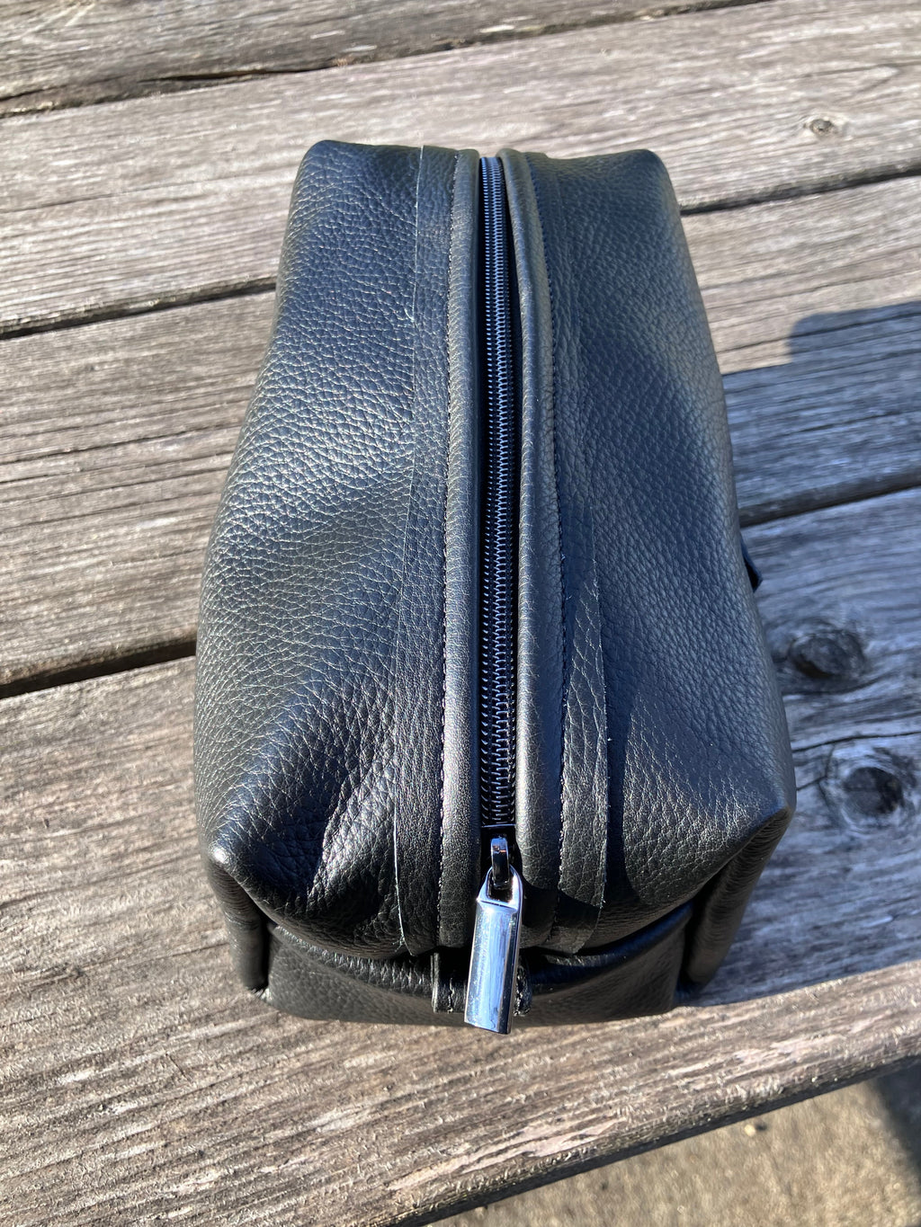 Top-grain leather dopp kit, view 5