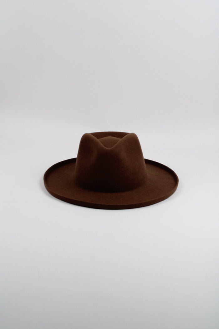 Caramel Harper wool felt pencil brim hat