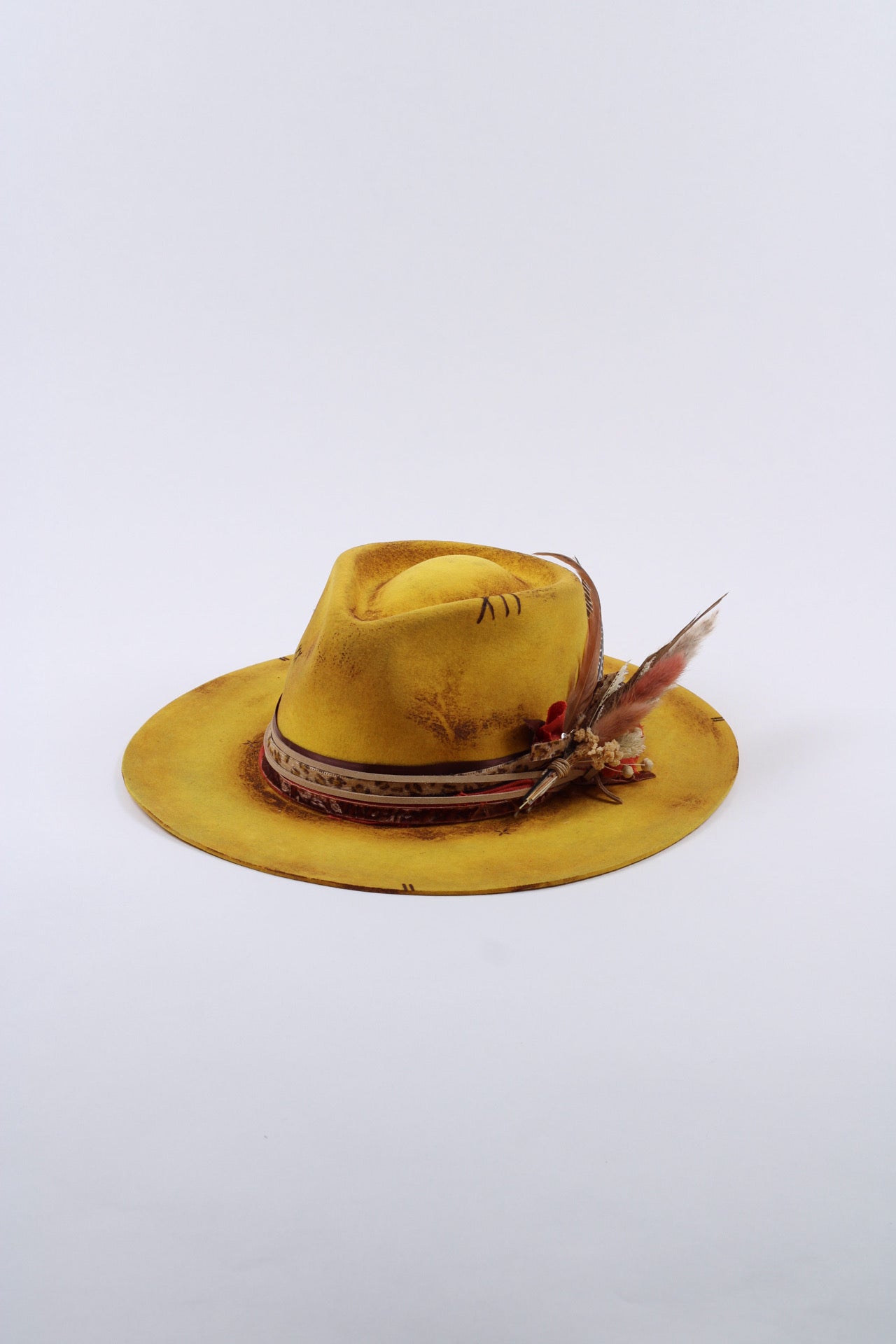 Yellow merino wool rancher hat, additional view
