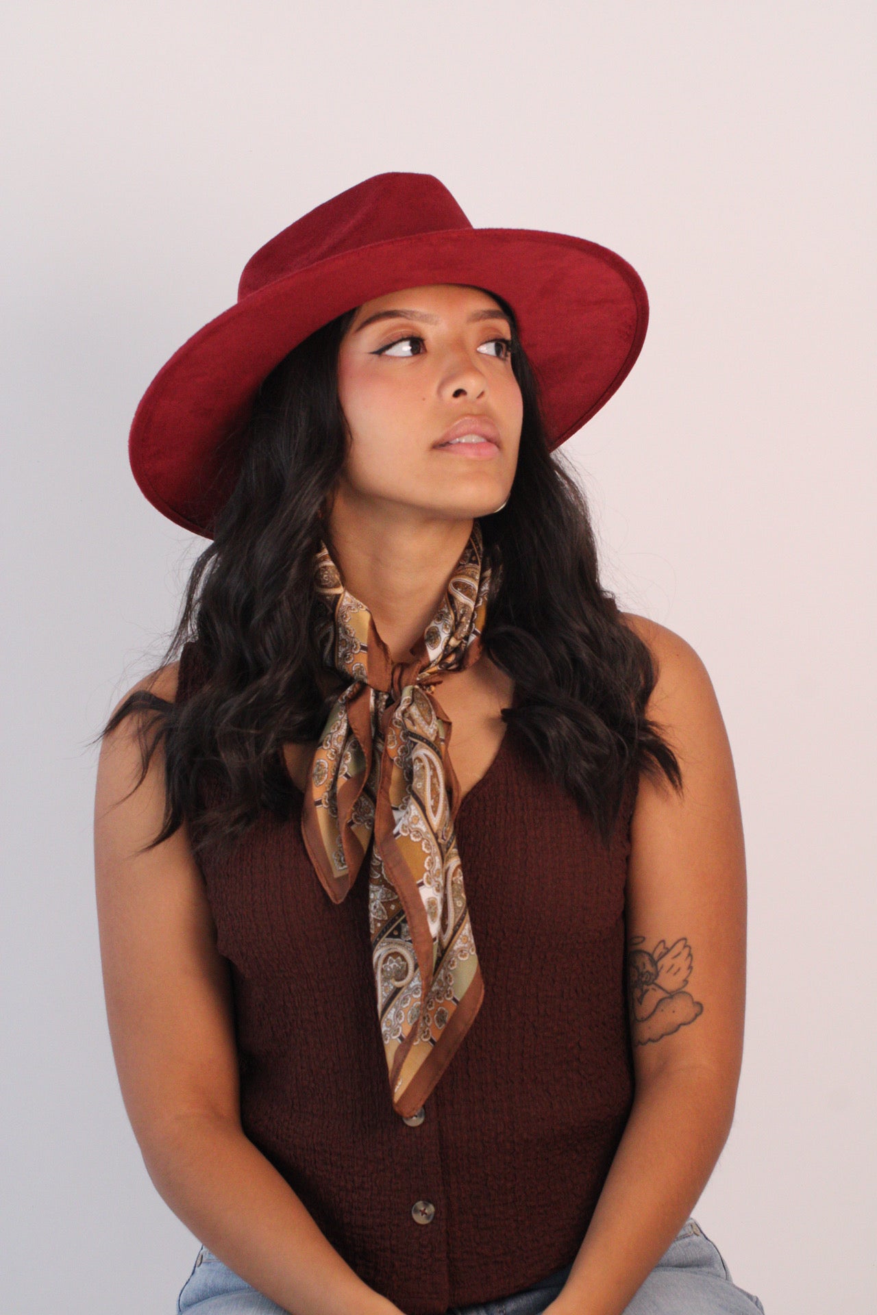 Burgundy Nomad rancher hat, view 2