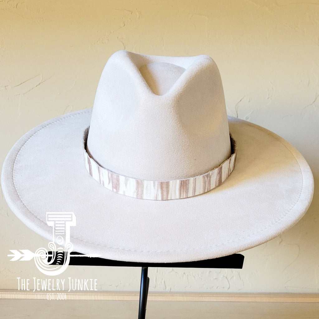 White Chateau Embossed Leather Hat Band