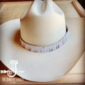 White chateau embossed leather hat band