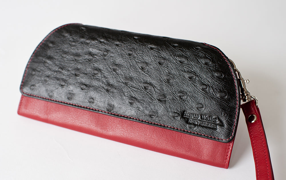 RFID Blocking Ostrich Print Clutch Wallet