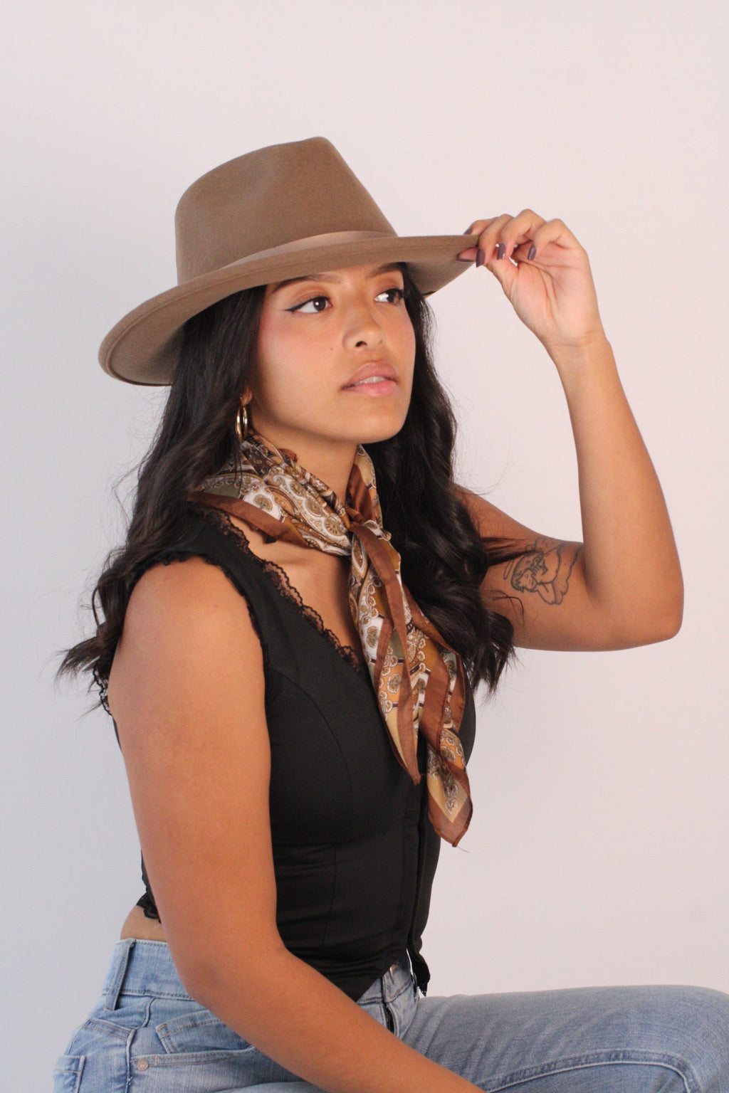 Khaki Westin wool fedora, view 2
